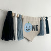 Halloween 1st Birthday Party Decorations | Blue Jack O Lantern Tassel Banner