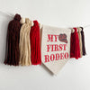 Western 1st Birthday Party Decorations | My First Rodeo Highchair Tassel Banner in Red