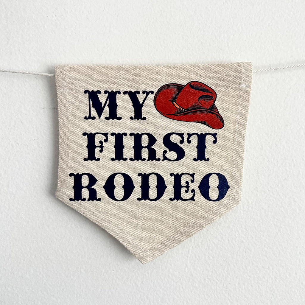 Western 1st Birthday Party Decorations | My First Rodeo Highchair Tassel Banner in Blue