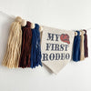 Western 1st Birthday Party Decorations | My First Rodeo Highchair Tassel Banner in Blue
