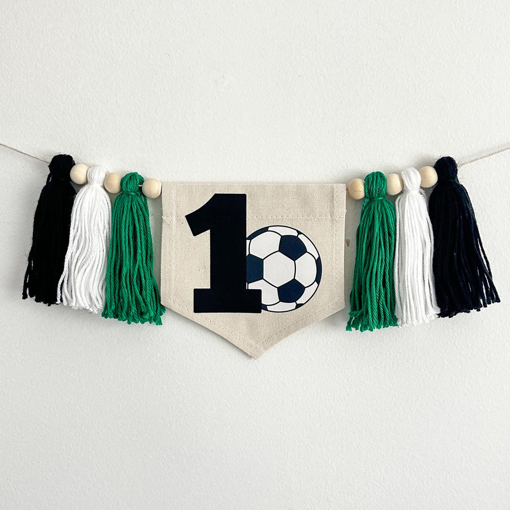 Soccer 1st Birthday Tassel Banner