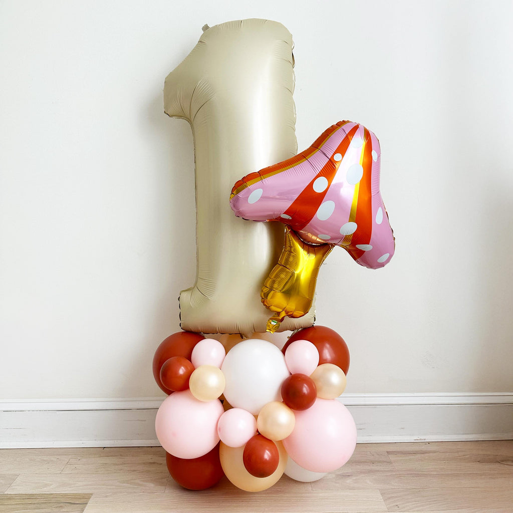 Mushroom Fairy Birthday Balloon Tower