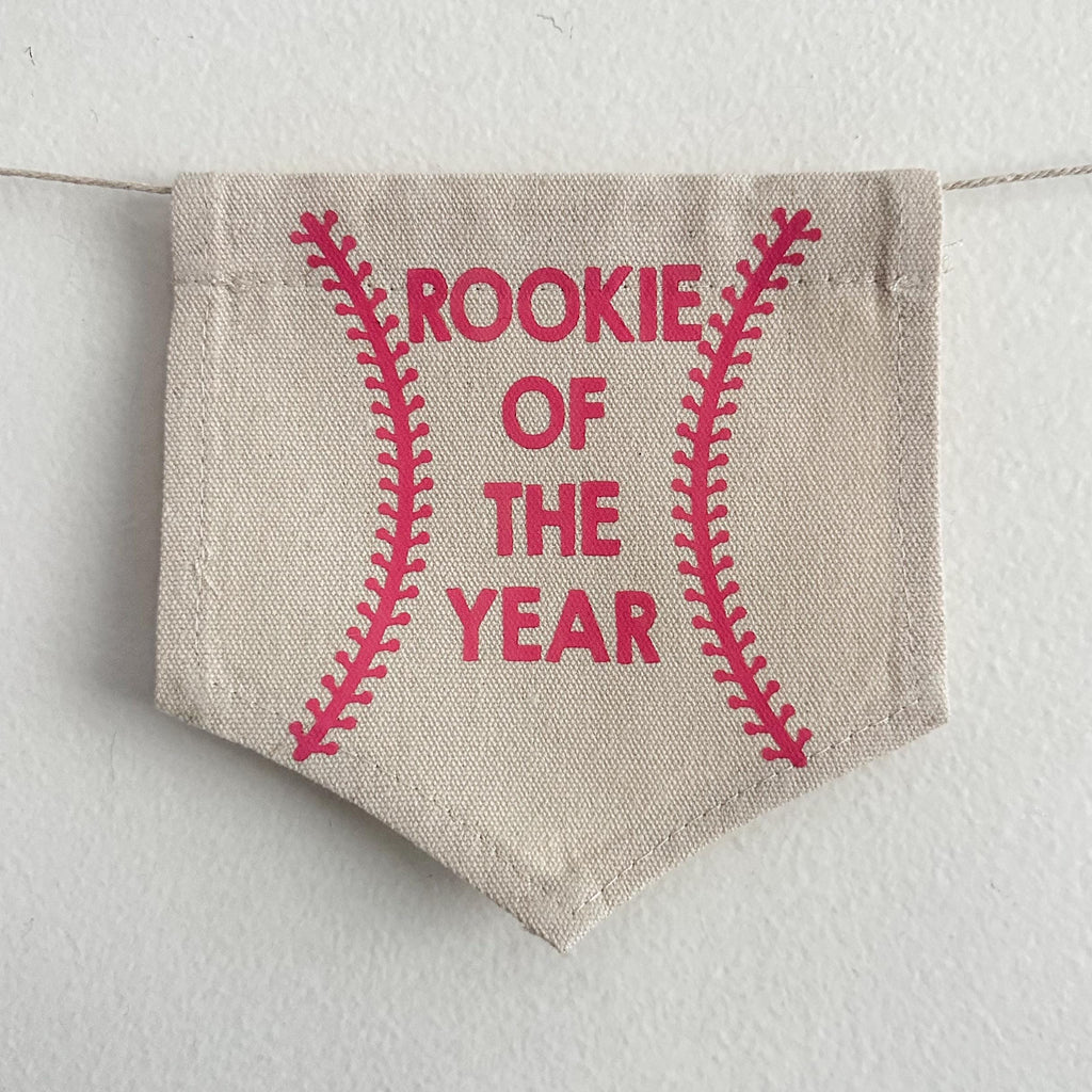 Rookie of the Year 1st Birthday Tassel Banner, Pink Baseball Highchair Decoration, Little Slugger First Birthday Party Decor