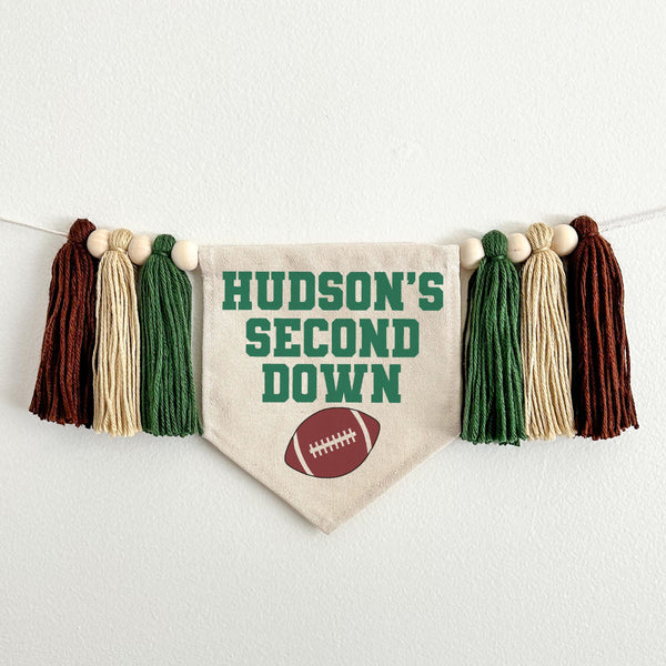 Second Down 2nd Birthday High Chair Banner, Football Decorations, Custom Sports Second Birthday Party Tassel Banner