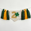 St. Patrick's Day 2nd Birthday Tassel Banner, Two Lucky Highchair Decoration, Shamrock Second Birthday Party Sign