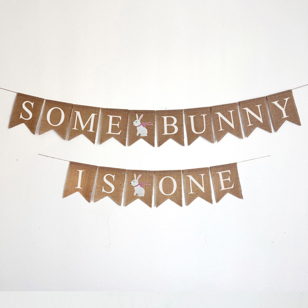 Pink Some Bunny Is One Banner | Easter First Birthday Party Decorations