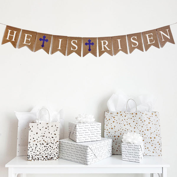 He Is Risen Banner, Easter Garland, Religious Banner, Religious Celebration, Easter Decorations, Spring Burlap Banner