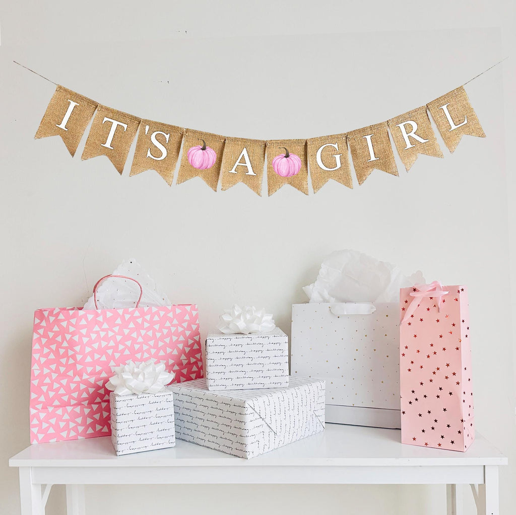 Fall Baby Shower Decorations | Baby Girl Pumpkin Banner | Baby Girl Shower Themes | Pumpkin Shower Decor | Autumn Gender Reveal
