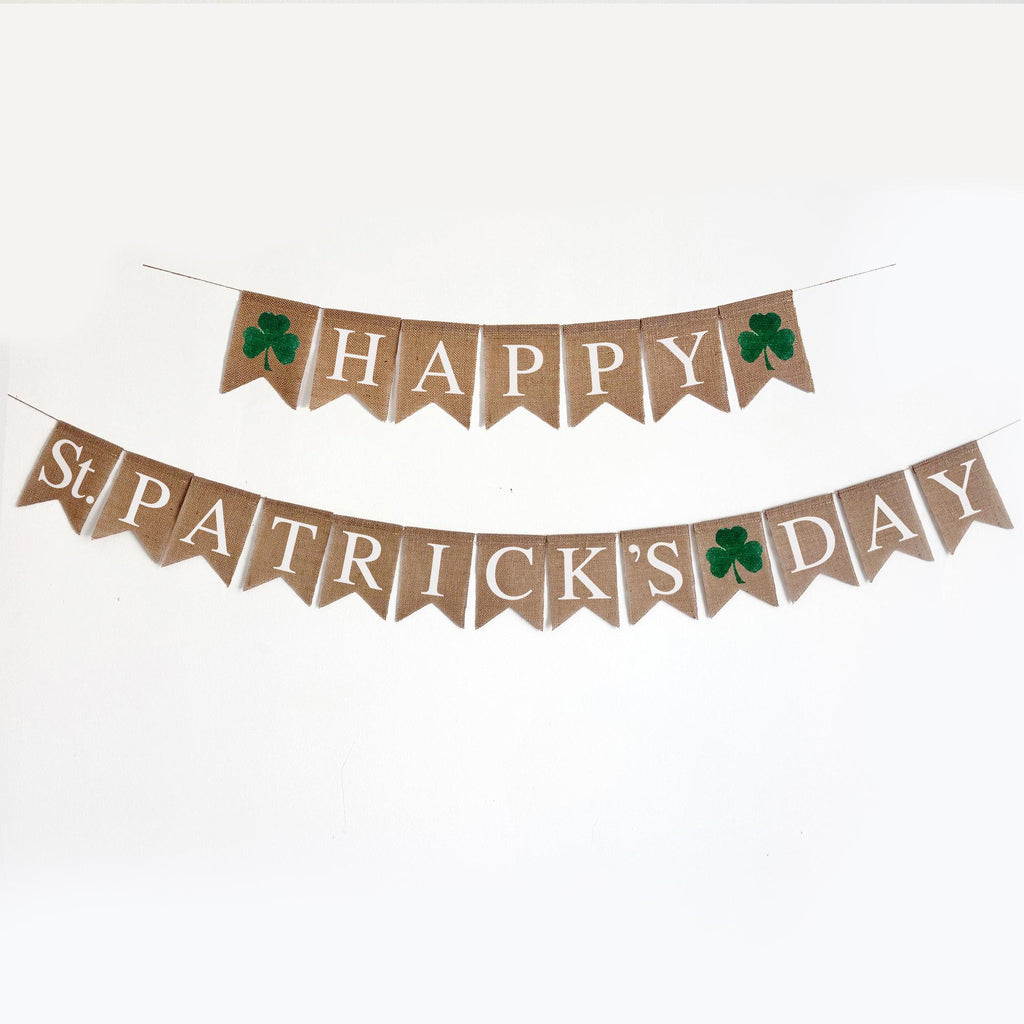 Happy St. Patrick’s Day Sign | Shamrock Decorations | St. Patrick's Day Home Decor | Burlap Banner | Photo Booth Backdrop |