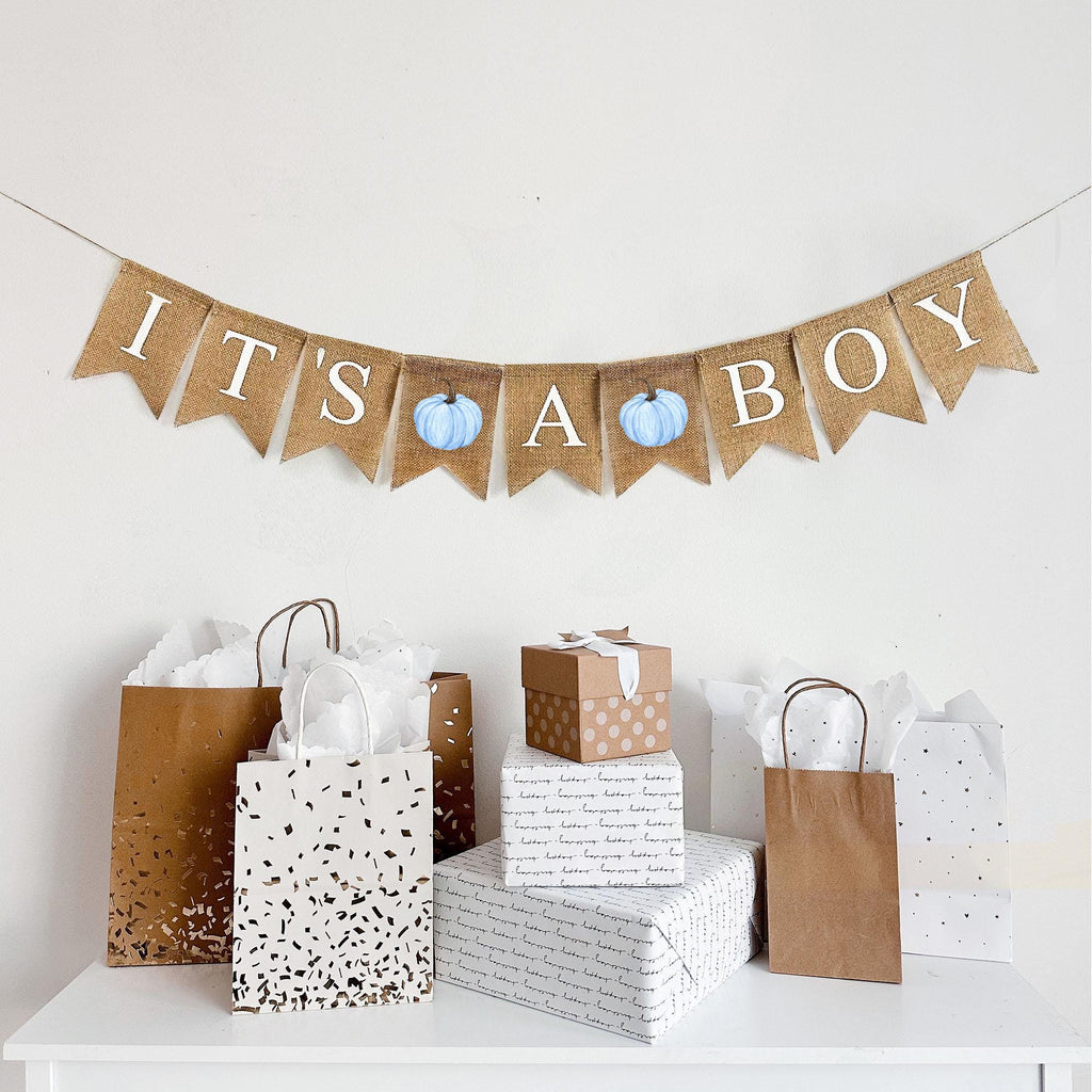 Fall Baby Shower | Baby Boy Shower Decorations | Sweet Little Pumpkin | Blue Pumpkin Banner | Pumpkin Baby Shower Decor