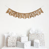 This personalized religious banner features two white crosses on either end of a customizable burlap banner. Add a name, date or special phrase to add a personalized touch to your celebration.