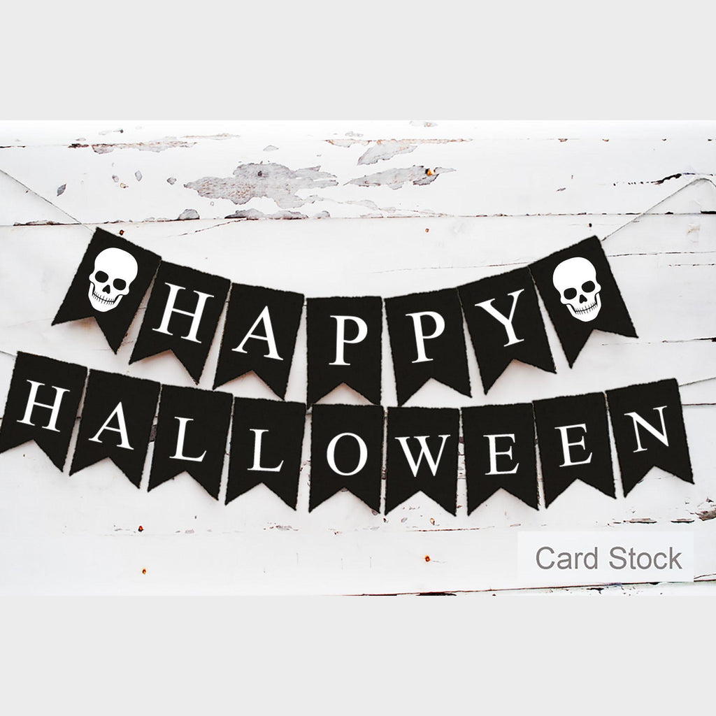 Happy Halloween Banner | Halloween Party Decorations | October Birthday Party | Spooky Season | Skull Banner