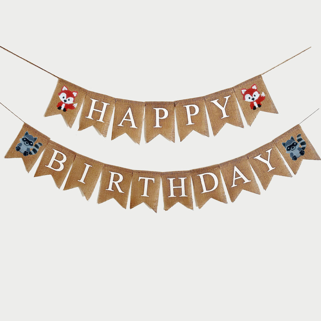 Woodland Happy Birthday Banner | Woodland Birthday Party | Fox Party Decorations