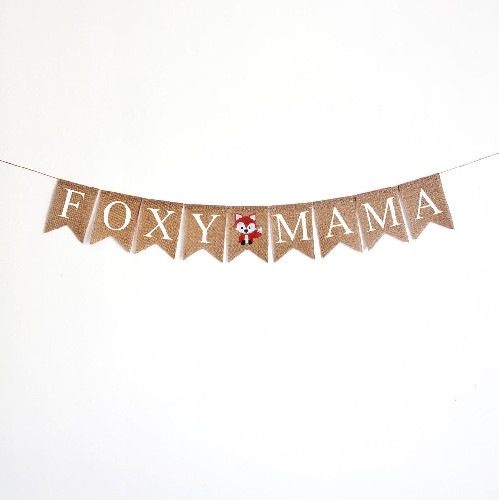 Woodland Party Decorations, Foxy Mama Banner, Baby Shower Backdrop, Mom to Be Decorations, Woodland Theme Party, Burlap Banner