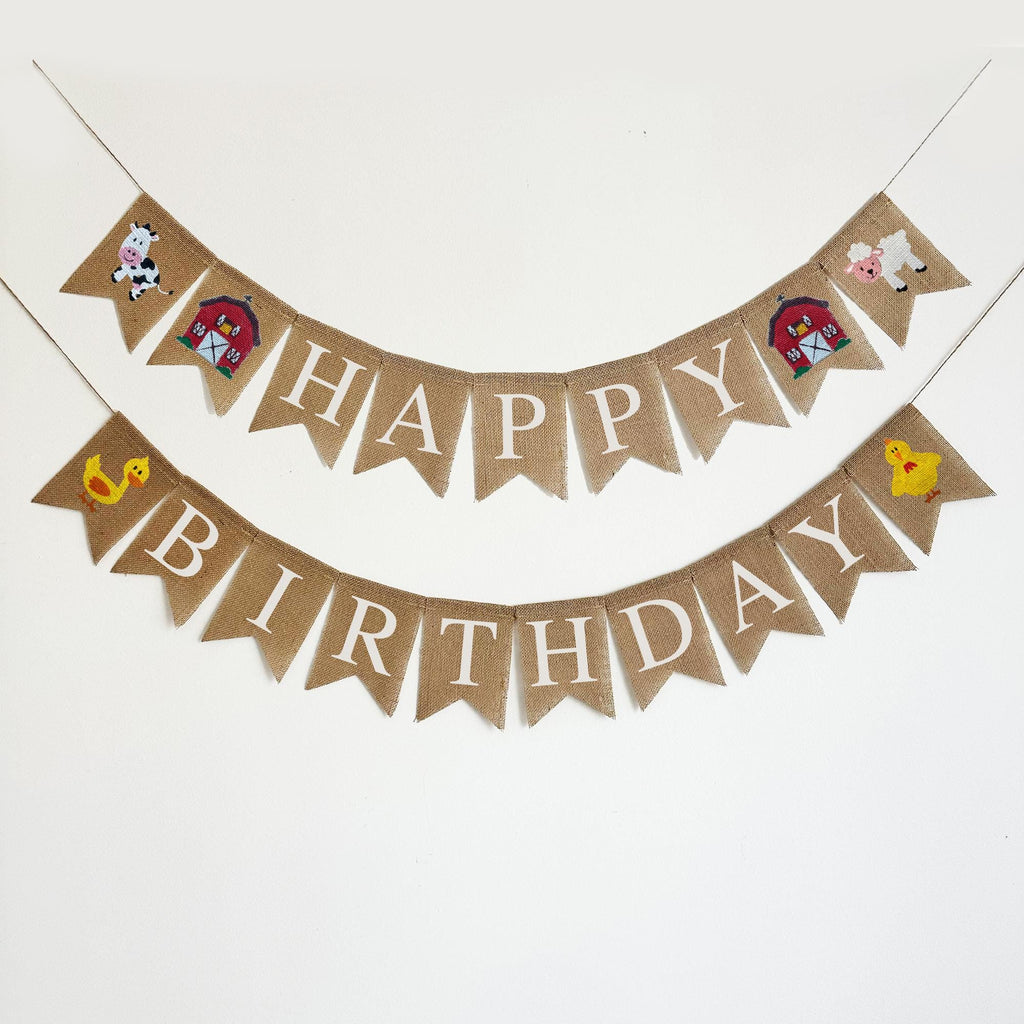 Farm Happy Birthday Banner | Happy Birthday Banner | Farm Animal Party Decorations | Barnyard Theme | Farm Garland for a Boy or Girl