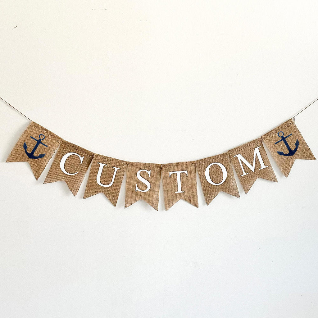 Nautical Party Decorations, Custom Banner, Nautical Theme Baby Shower, Beach Themed Party, Personalized Anchor Decor, Anchor Birthday Party