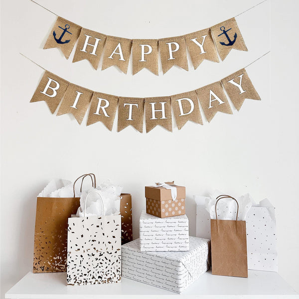 Happy Birthday Banner | Nautical Party Decorations | Anchor Banner