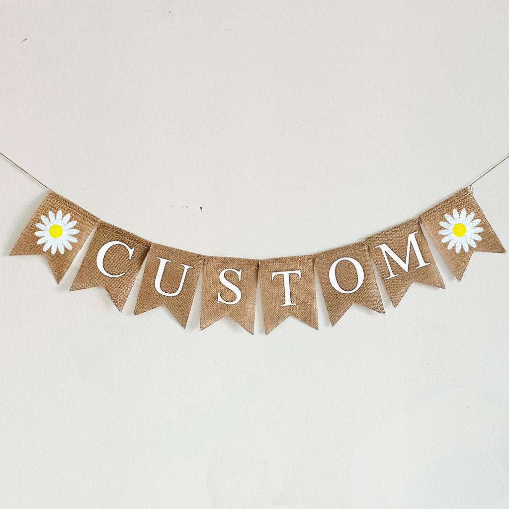 Daisy Party Decorations | Custom Banner | Wildflower Birthday | Boho Party Decorations | Bridal Shower Decor | Boho Birthday | Burlap Banner