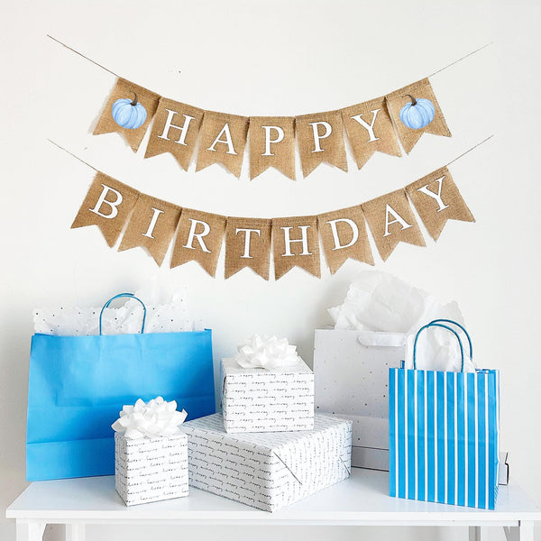 Pumpkin Party Decorations, Happy Birthday Sign, Pumpkin Banner, Fall Party Decor, Happy Birthday Decorations, Burlap Banner