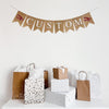 Customizable burlap banner. This banner contains fishtail burlap flags with white lettering,ready to be personalized with a name, date or wording of your choice to customize your special event. On either end of your custom wording, you have the choice of a red hand stenciled vintage airplane or a blue hand stenciled vintage airplane.