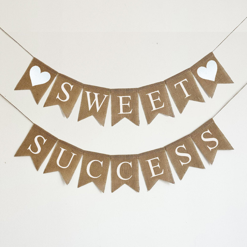 Graduation Decorations | Sweet Success Banner | Graduation Party | Retirement Party | Burlap Banner | Retirement Decor