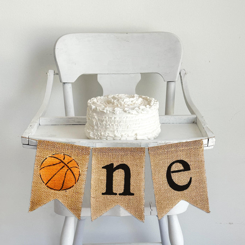 Basketball One Banner | Sports First Birthday Party Decor