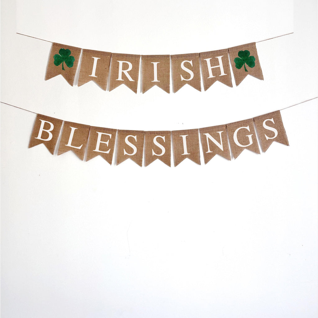 Irish Blessings Wedding | St. Patrick's Day Decorations | Shamrock Decorations | Lucky Sign | Irish Blessings Sign | Burlap Banner |