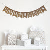 This burlap banner spells out the words God Bless with a white cross in between the two words. This banner is also available with a pink cross or a blue cross, making it the perfect addition to any color scheme or party theme.