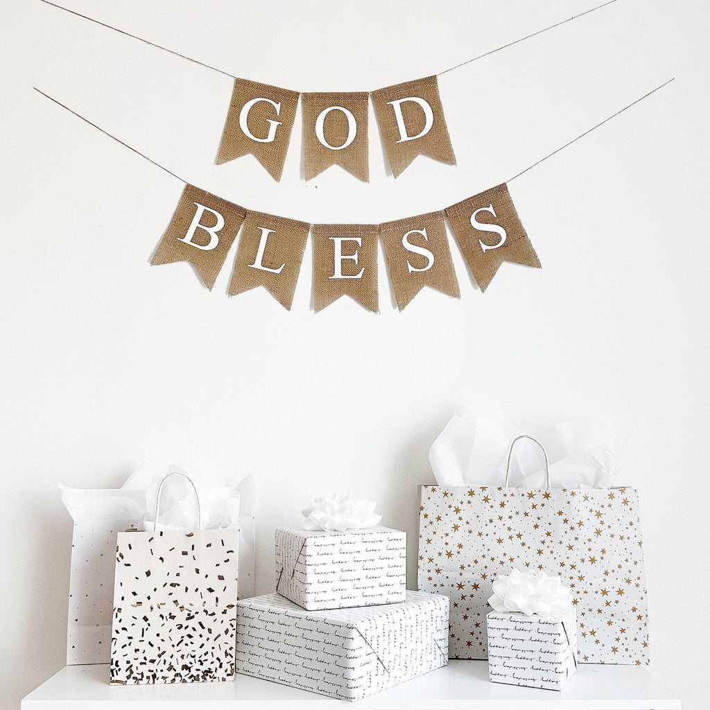 God Bless Banner | Custom Baptism Banner | Confirmation Banner | Christening Banner | First Communion Banner | Religious Decorations