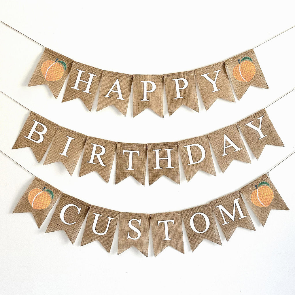Peach Party Decor | Happy Birthday Banner | Peach Themed Party | Personalized Banner| Birthday Decorations | Summer Garland