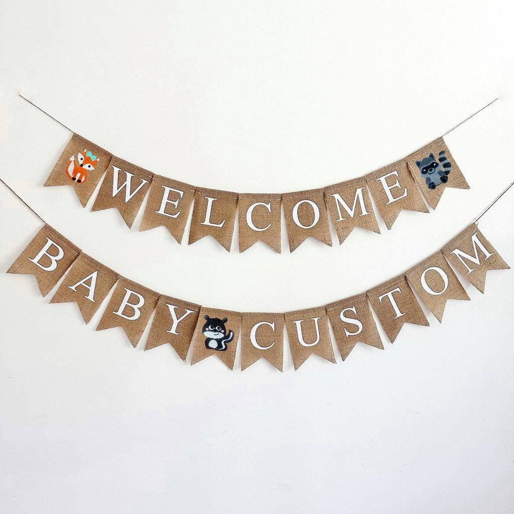 Baby Shower Decorations, Woodland Baby Shower, Welcome Baby Sign, Woodland Party Decorations, Baby Announcement, Custom Banners