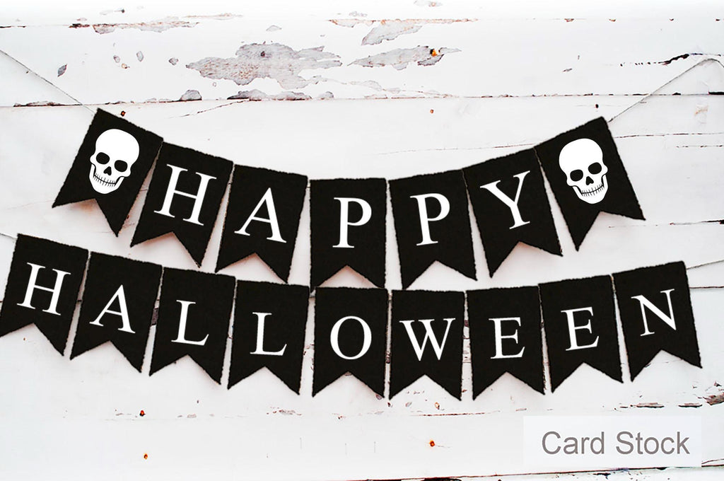 Happy Halloween Banner | Halloween Party Decorations | October Birthday Party | Spooky Season | Skull Banner