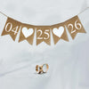 This is a customizable wedding date banner. Add your custom date in black or white numbers over fishtail flags. Between each number in the date you have your choice of red hearts or white hearts.