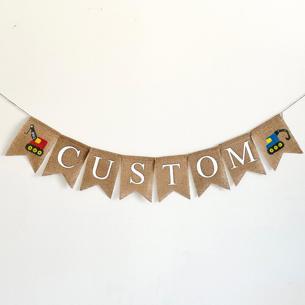Construction Birthday Party | Dump Truck Birthday Party | Burlap Banner | Construction Party Decorations | Custom Banner | Gender Reveal