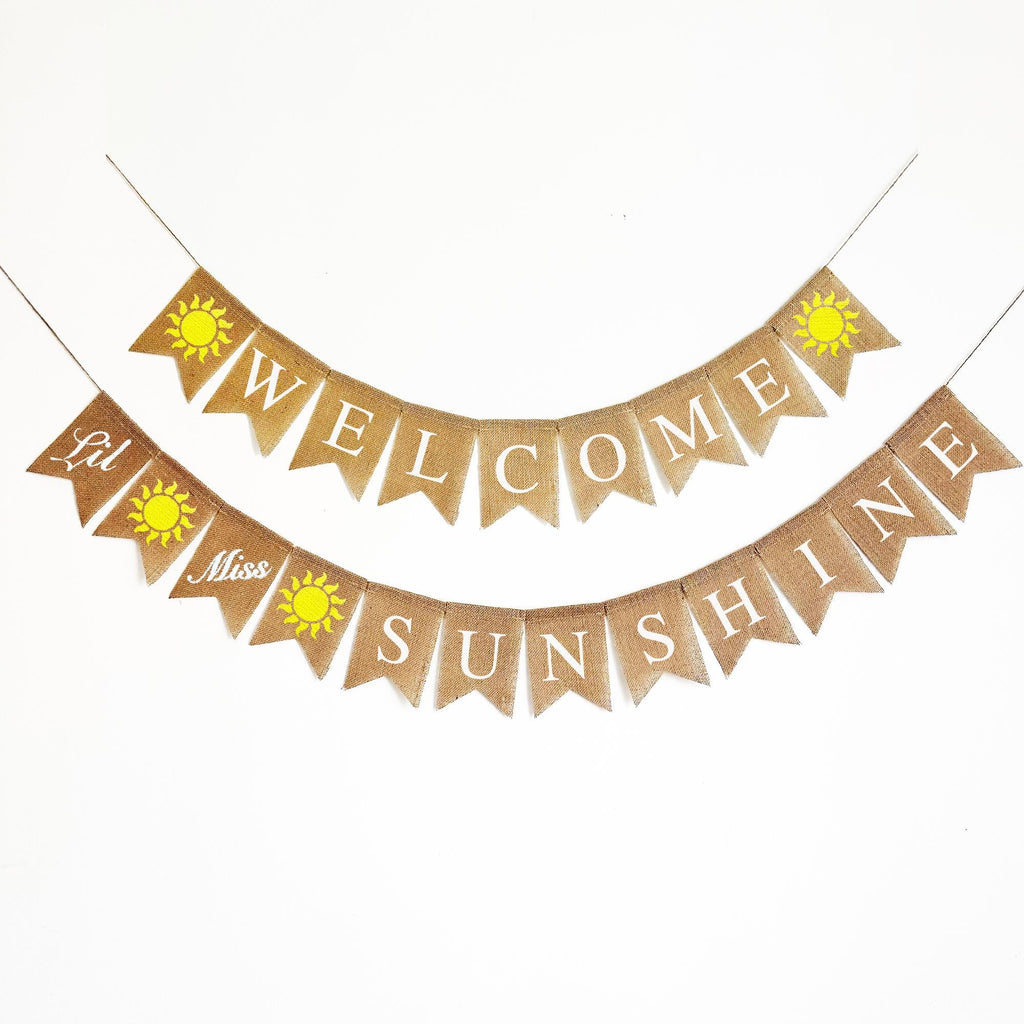 Girl Baby Shower Decorations | Welcome Baby Banner | Sunshine Party | Summer Pregnancy Announcement | Welcome Little Miss Sunshine