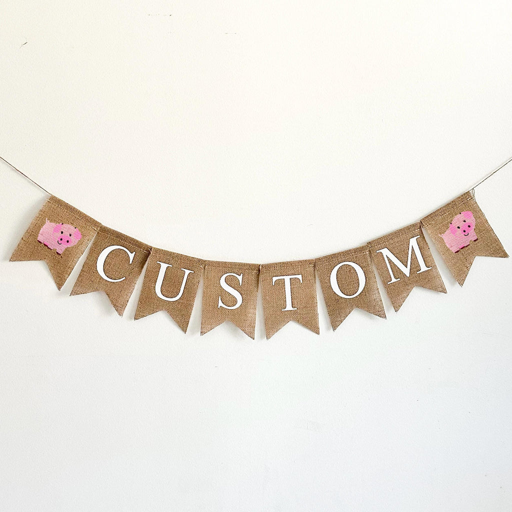 Pig Party Decorations, Custom Banner, Pig Birthday, Baby Shower Decorations, Farm Birthday, Personalized Banners, Barnyard Party Theme