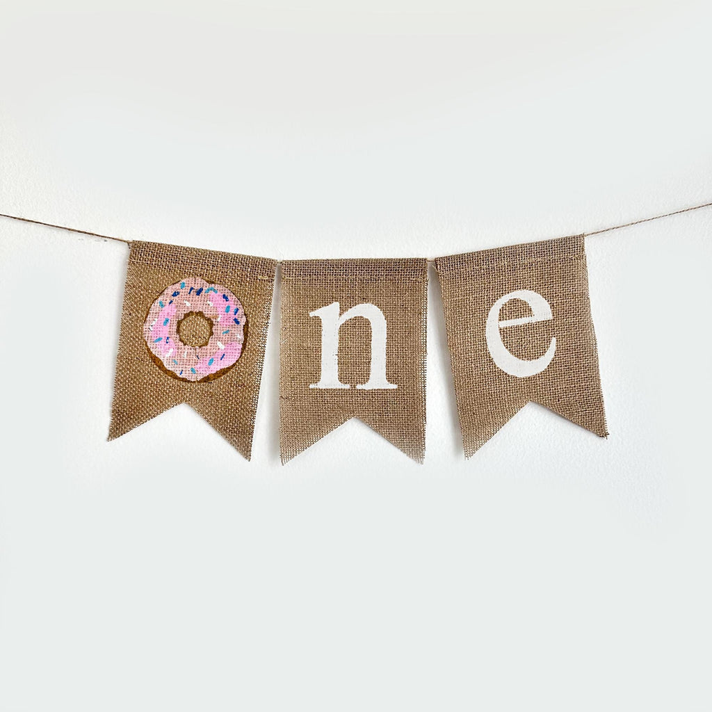 1st Birthday Decor, Pink Donut One Banner