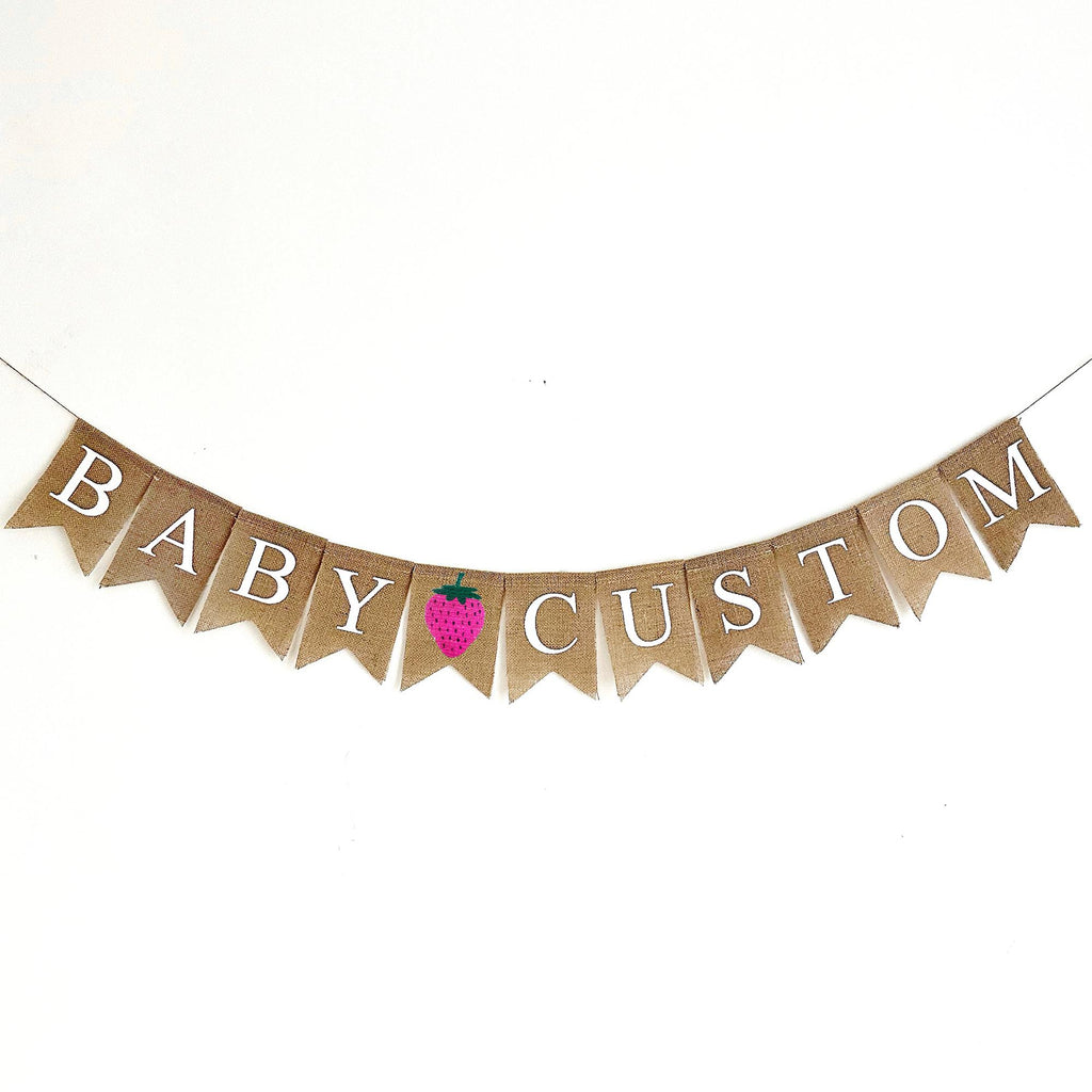 Strawberry Party Decorations | Fruit Baby Shower | Baby Announcement | It's A Girl | Berry Sweet | Personalized Banner | Gender Reveal |