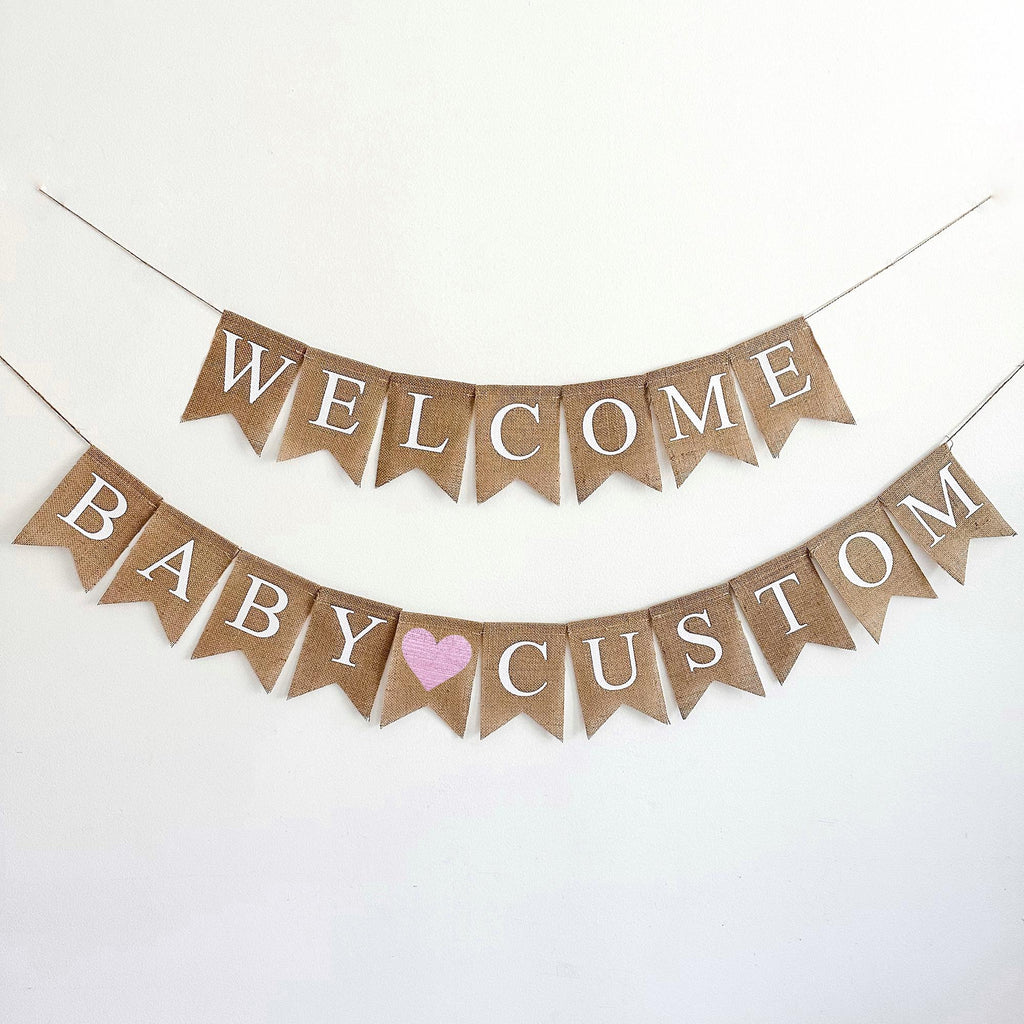 Girl Baby Shower Decorations, Welcome Baby Personalized Banner, Gender Reveal, Baby Shower Banner, Pregnancy Announcement, Add a Custom Name