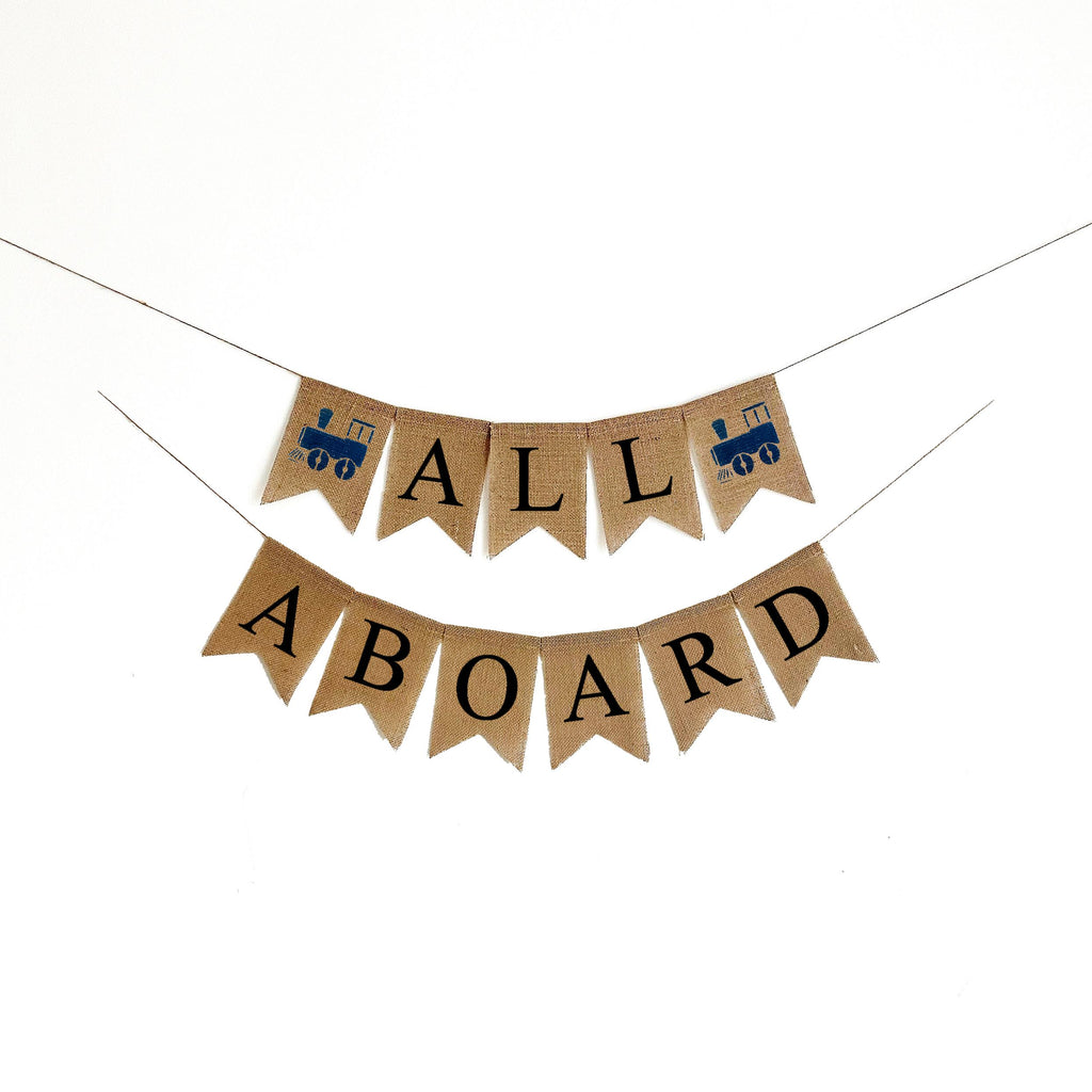 All Aboard Banner | Train Birthday Party | Chugga Chugga Two Two Decoration | 2nd Birthday | Boy Birthday Party Decor | Train Banner