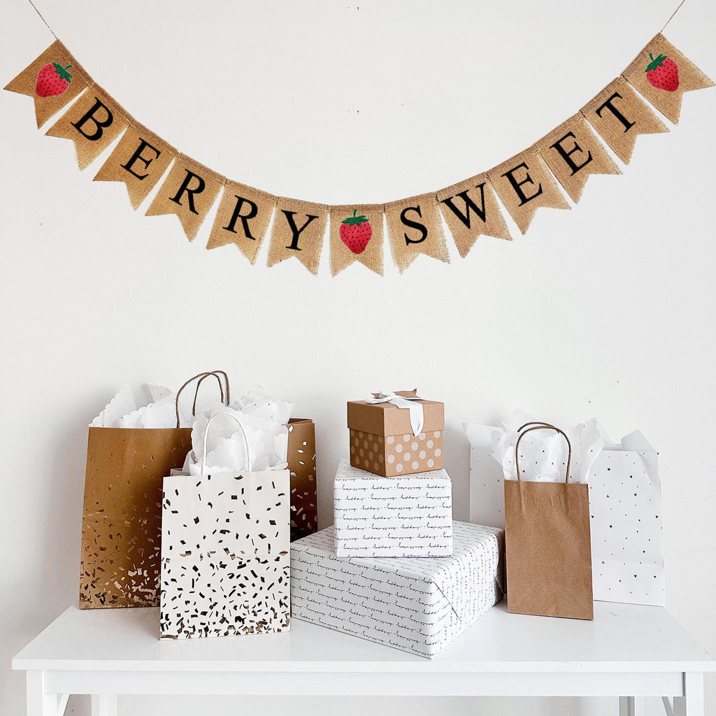 Berry Sweet Burlap Banner | Strawberry Birthday Party or Baby Shower Decorations