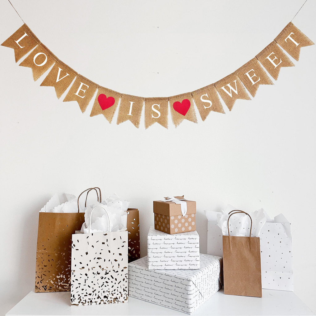 Wedding Decor | Love Is Sweet Banner | Valentine's Day Decorations | Dessert Table Sign | Anniversary Party | Engagement Celebration