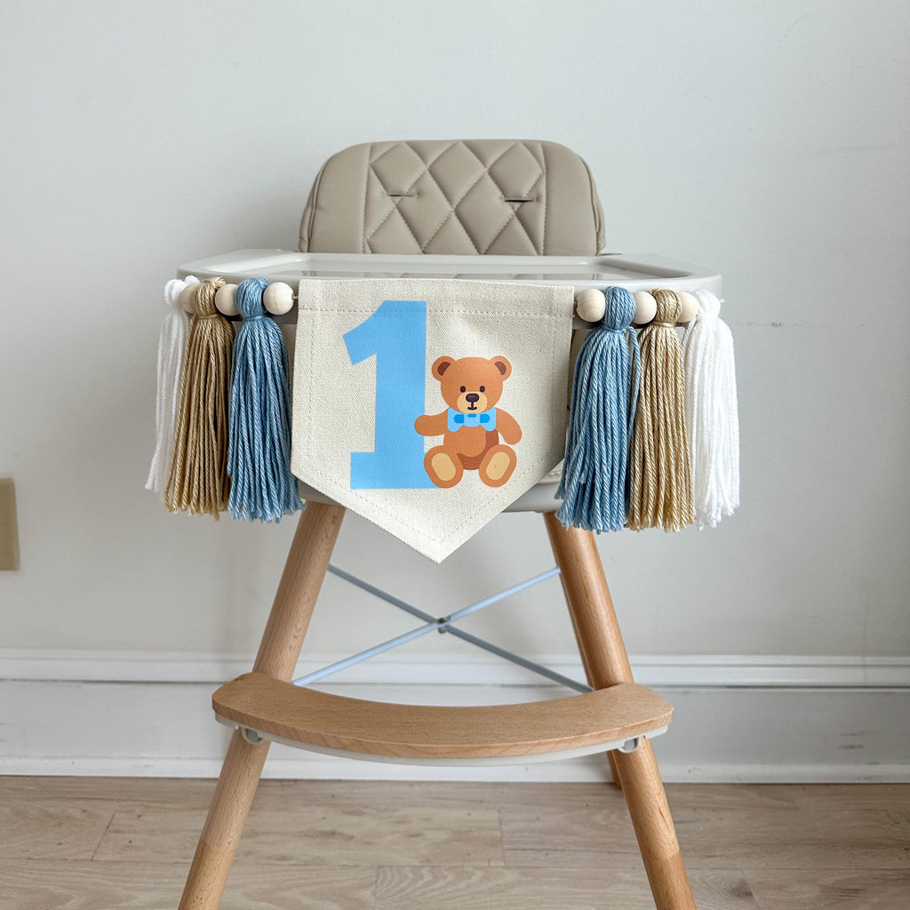Teddy Bear Birthday Theme, Highchair Banner, Beary 1st Birthday, Teddy Bear Party, Boy Party Decorations, 1 Year Old Boy