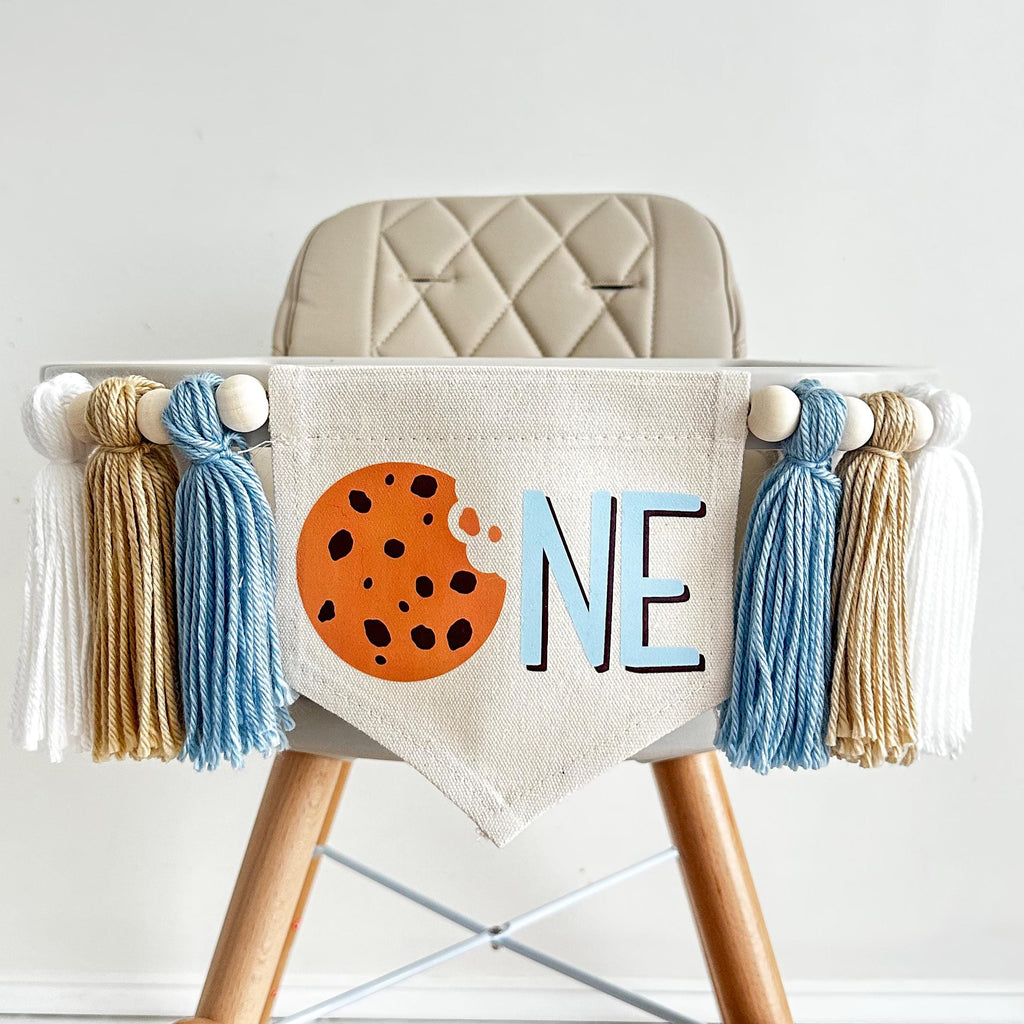 Cookie 1st Birthday Party Decorations, One Sweet Boy, Chocolate Chip Cookie High Chair Banner, Milk and Cookies First Birthday Décor