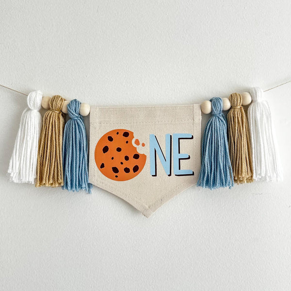 Cookie 1st Birthday Party Decorations, One Sweet Boy, Chocolate Chip Cookie High Chair Banner