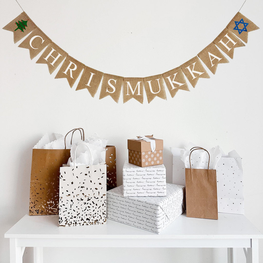 Merry Chrismukkah Banner | Hanukkah And Christmas Decorations | Jewish and Christian Decor | Blended Family Holiday Garland