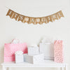 This It&#39;s A Girl banner is written in white letters on fishtail burlap flags. Each flag measures 4.5 x 6.5 inches. There is a white glitter snowflake between the words It&#39;s and A and then another glitter snowflake between A and Girl. This banner is also available for an &quot;It&#39;s A Boy&quot; baby shower.