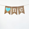 1st Birthday Decor, Blue Heart One Banner