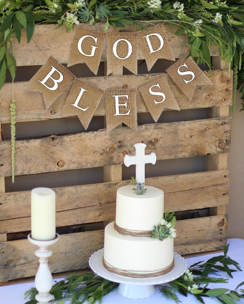 God Bless Banner, Confirmation Banner, Christening Banner, First Communion Banner, Religious Decorations, Custom Baptism Banner