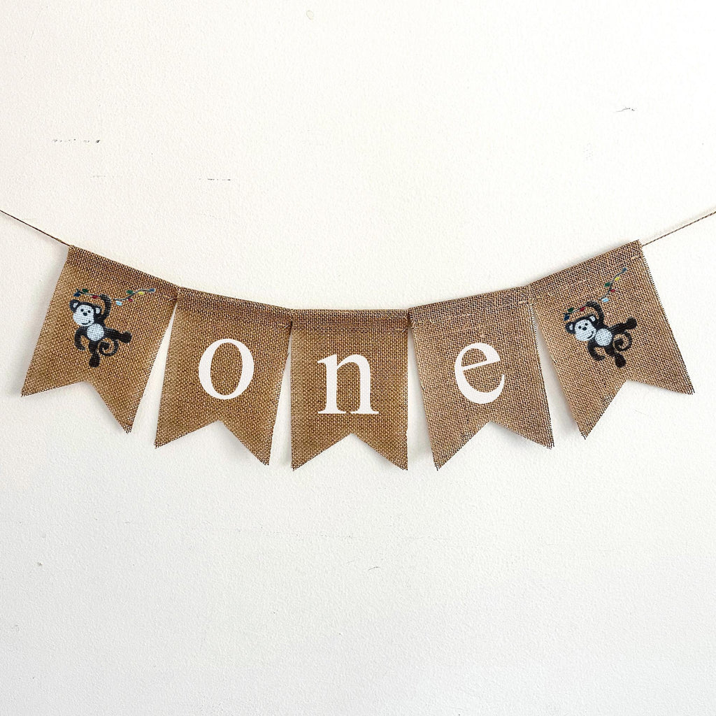 1st Birthday Decor, Safari Monkey One Banner